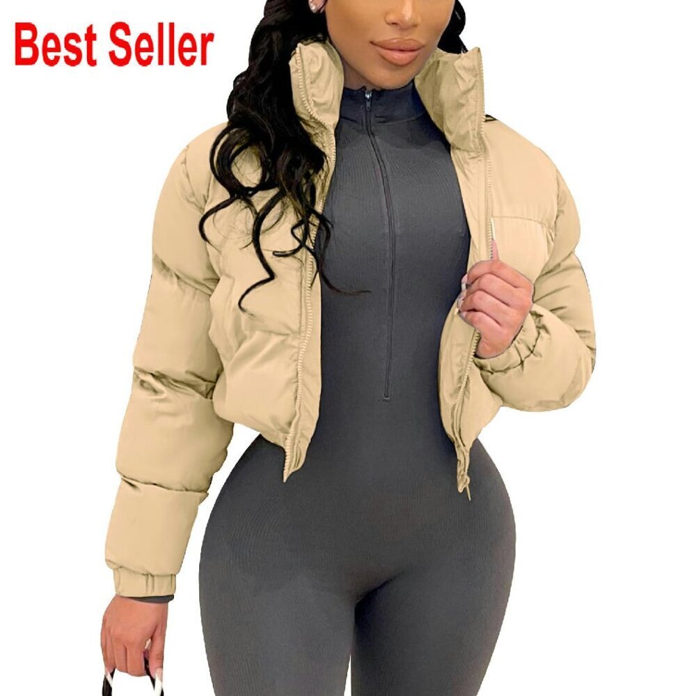 Cropped Puffer Jacket Quilted Short Winter Coat Chic Minimal Y2K Style